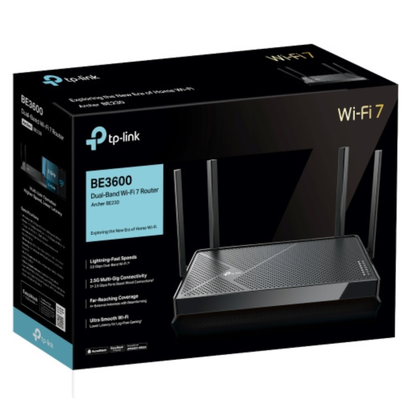 Routeur Wi-Fi 7 AX3000, 3,6 Gbit/s, 2 Ports 2,5 G, EasyMesh TP-Link Archer BE230 - Noir — TP-Link · Smarty Paris 18e